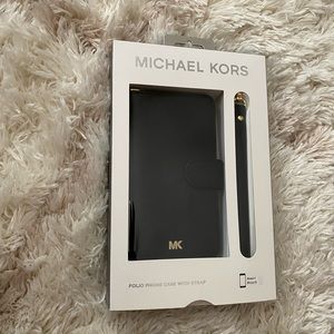 Michael Kors Black Saffiano Folio Case for iPhone X/XS Leather Wallet